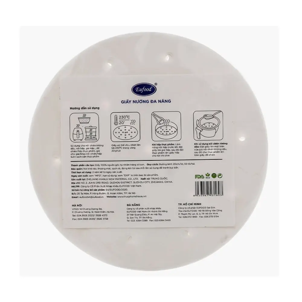 Giấy Nướng Đa Năng, Multi-Purpose Non-Stick Baking Paper, 50 Tờ (20cm) - EUFOOD